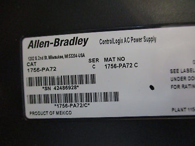 Allen-Bradley 13-Slot Chassis w/ Power Supply 1756-A13B / 1756-PA72C Used