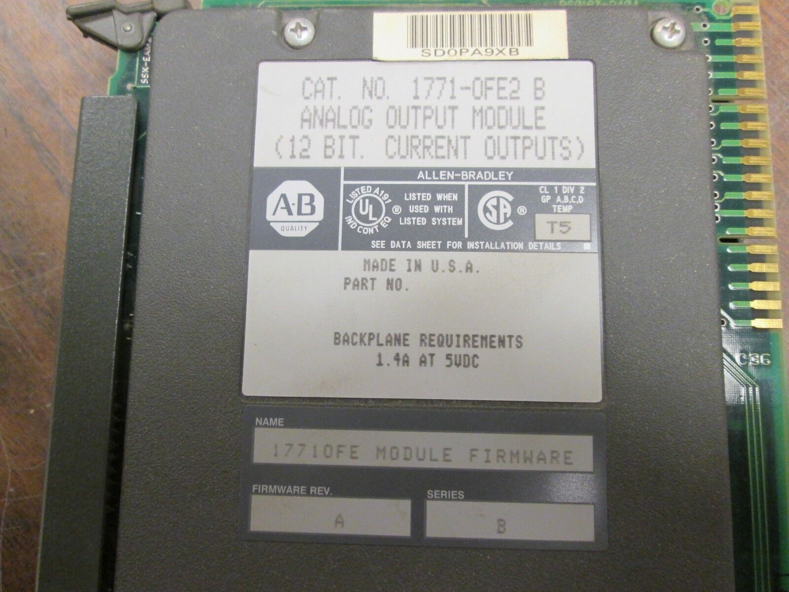 Allen-Bradley Analog Output Module 1771-OFE2B Used
