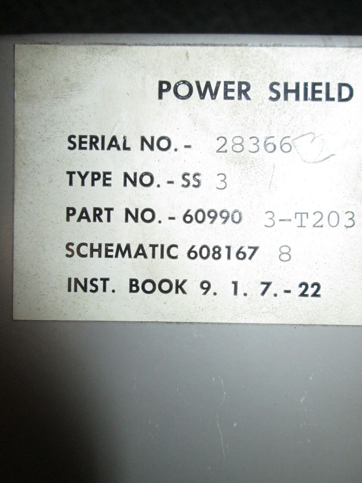 ABB / ITE / BBC Power Shield Solid State Trip Module SS3 609903-T203 Used