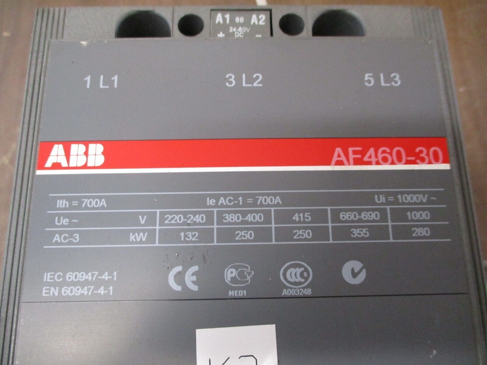 ABB Contactor AF460-30 24-60VDC Coil 650A 600V Used