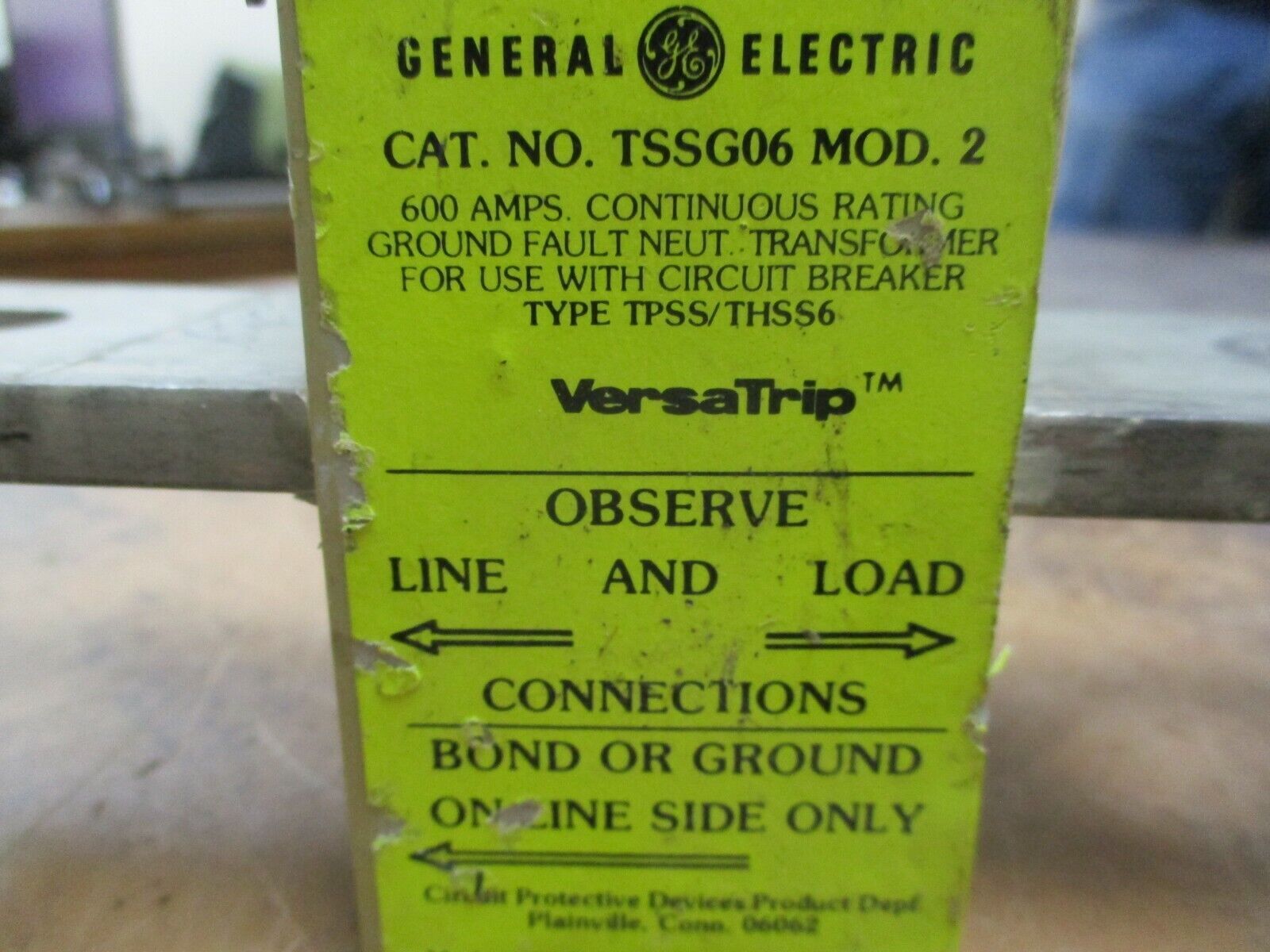 GE VersaTrip Ground Fault Neutral Transformer TSSG06 Mod. 2 600A Used