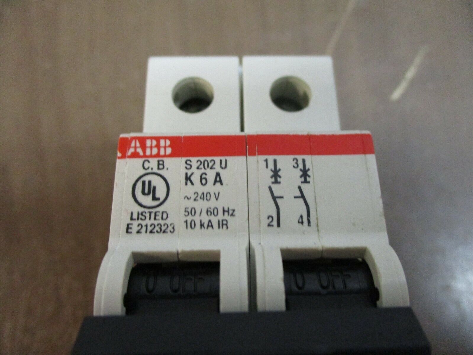 ABB Circuit Breaker S 202 U K6A 6A 240V 2P *1P Broken DIN Rail Mount* Used