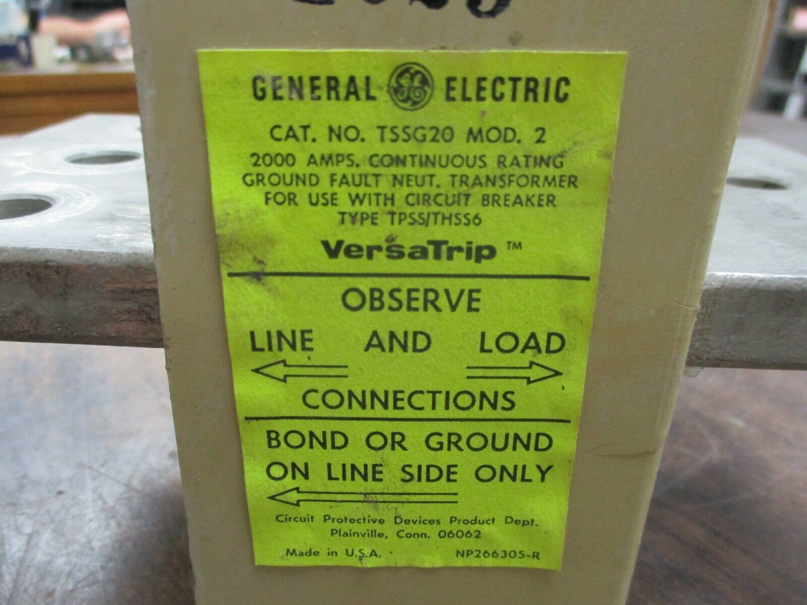 GE VersaTrip Ground Fault Neutral Transformer TSSG20 Mod. 2 2000A Used