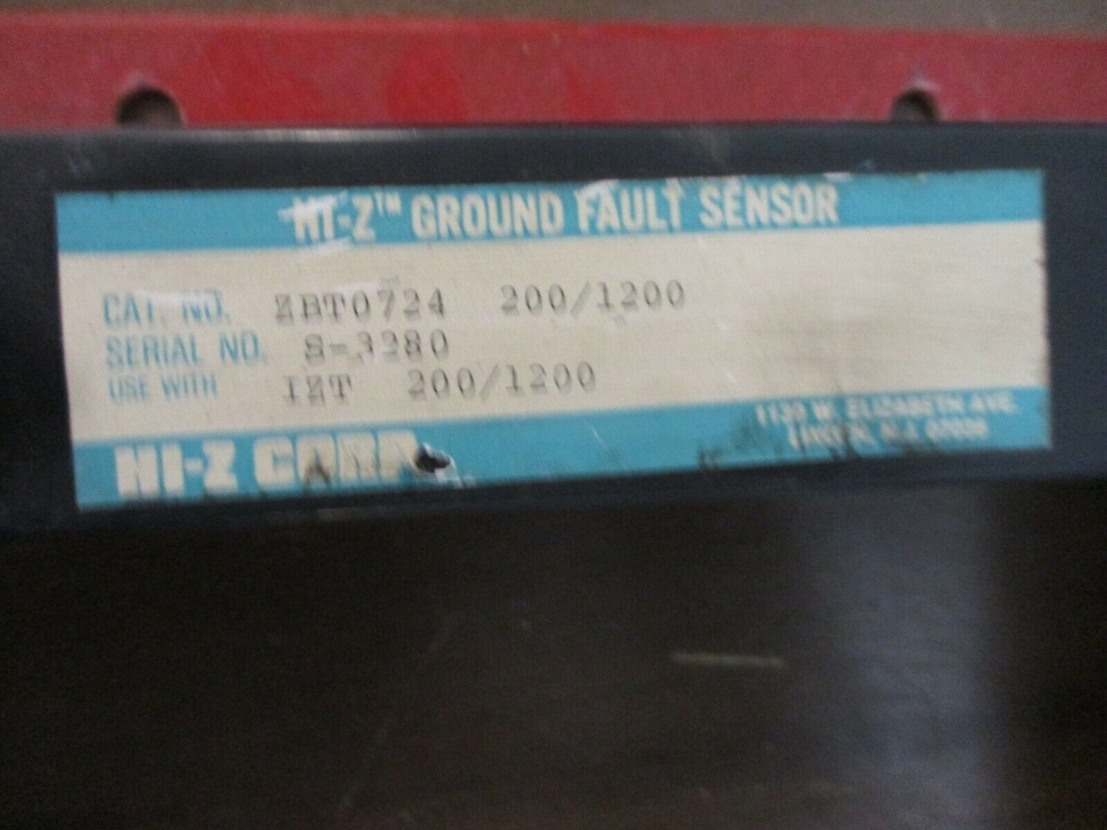 HI-Z Ground Fault Sensor ZBT0724 200/1200 Used