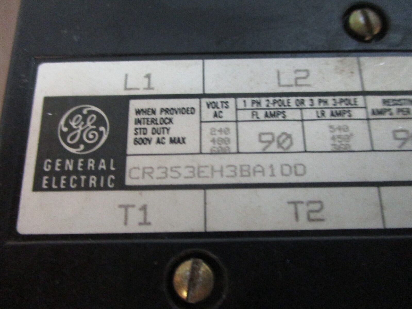 GE Contactor CR353EH3BA1DD 115-120V Coil 90A 600V Used