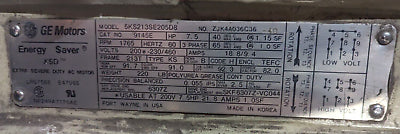 GE Severe Duty Motor 9145E 7.5HP 1800RPM 200-230/460V 18.8/9.4A 60Hz 3Ph Used