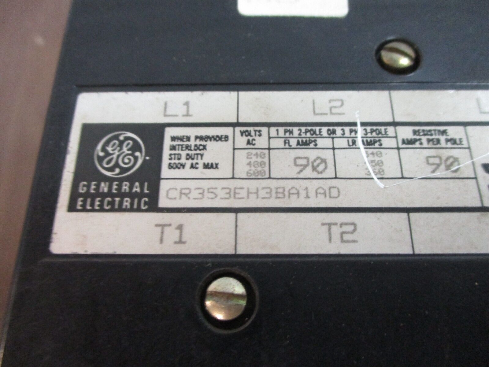 GE Definite Purpose Contactor CR353EH3BA1AD 115-120V Coil 90A 600V Used