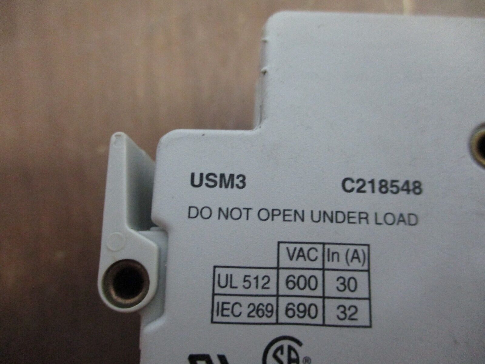Ferraz Shawmut Ultrasafe Fuse Holder USM3 30A 600V 3P Used