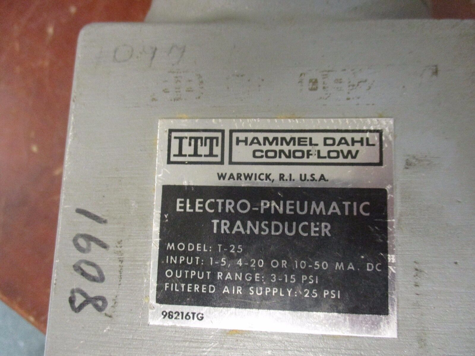 ITT Electro-Pneumatic Converterc T-25 Used