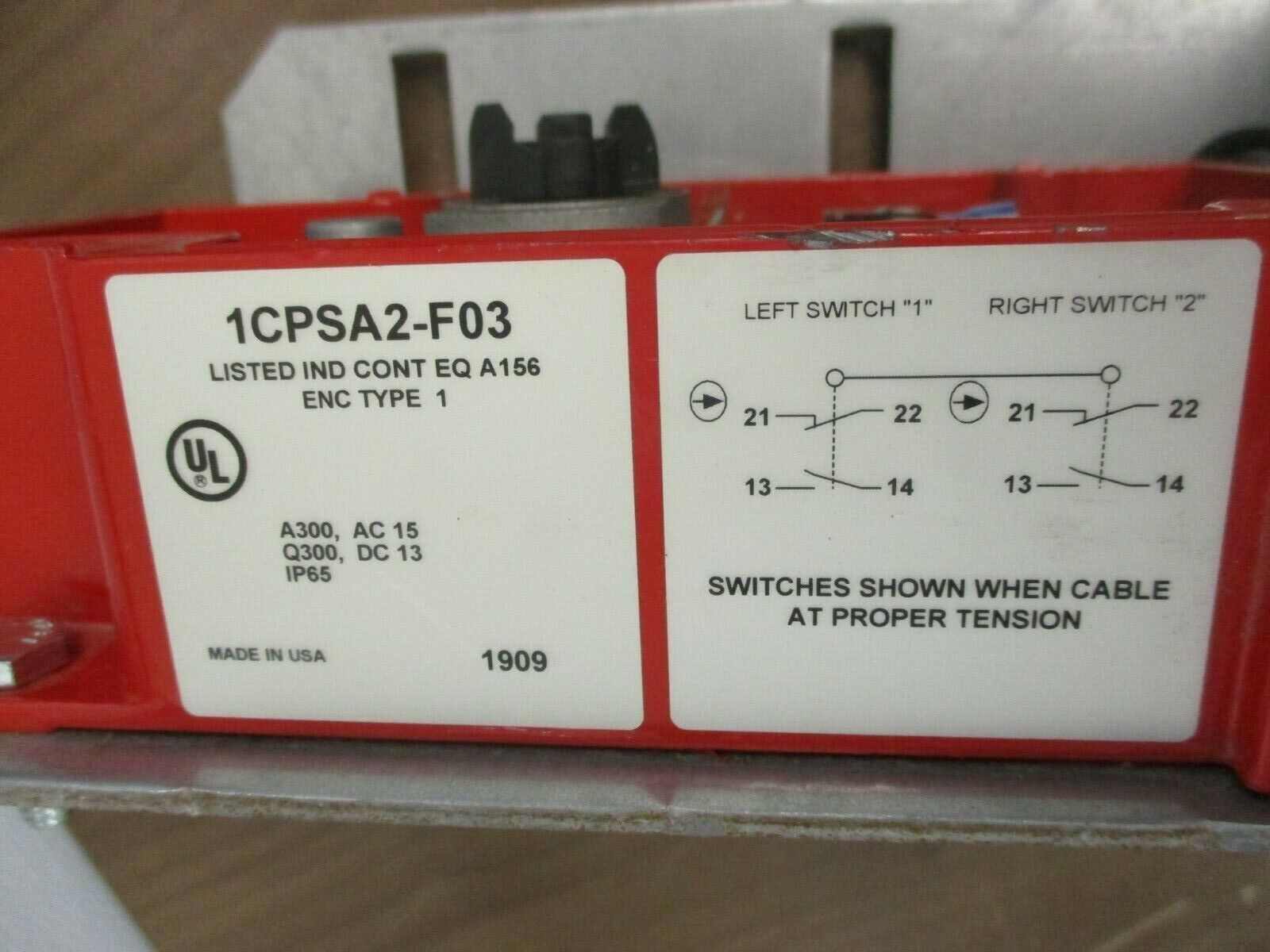 Honeywell Dual Micro Switch Cable-Pull Switch 1CPSA2-F03 w/ Mounting Plate Used