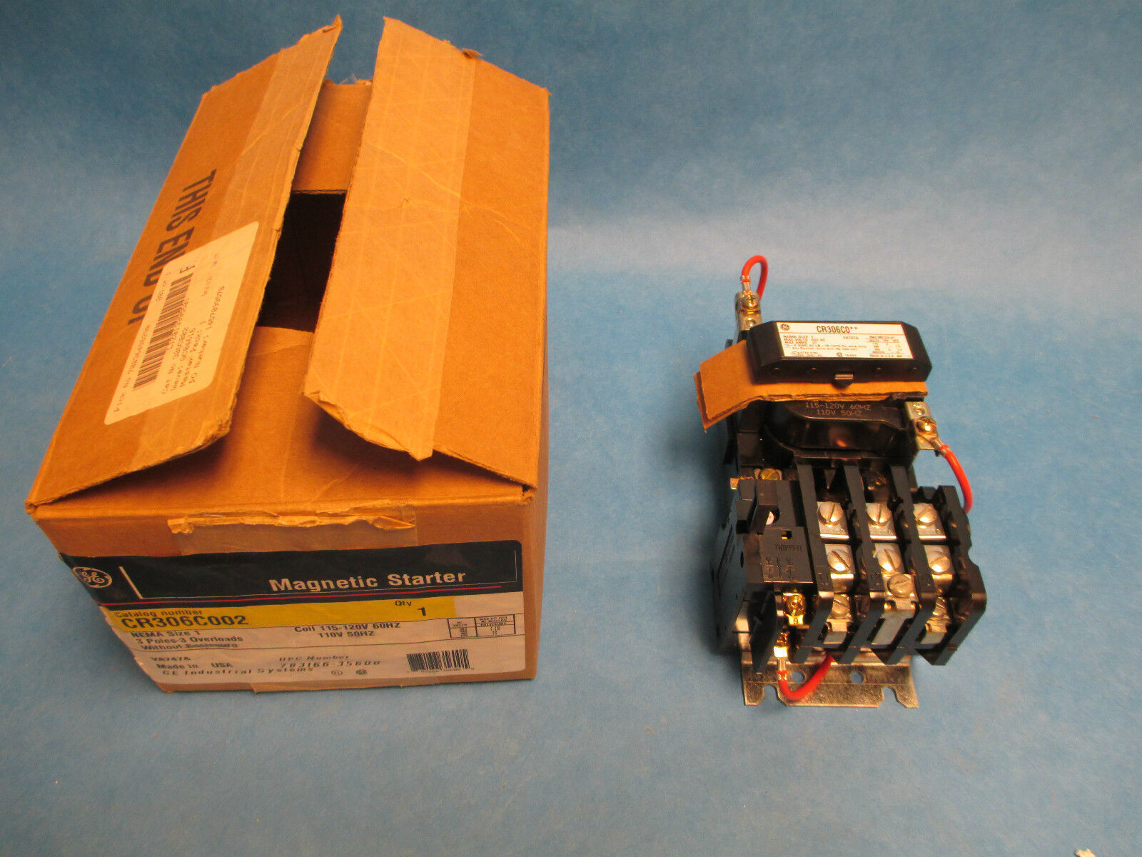 GE Starter CR304C002, Size 1 115-120V 3P, C137B Heater, New Surplus