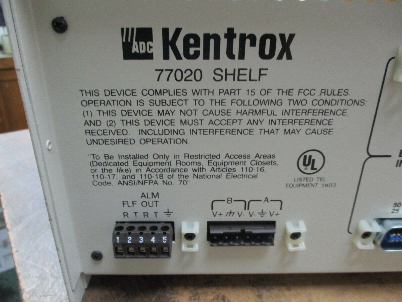 Kentrox T-Smart/T-Serv II Backplane 13-00689-01 Rev. D Used
