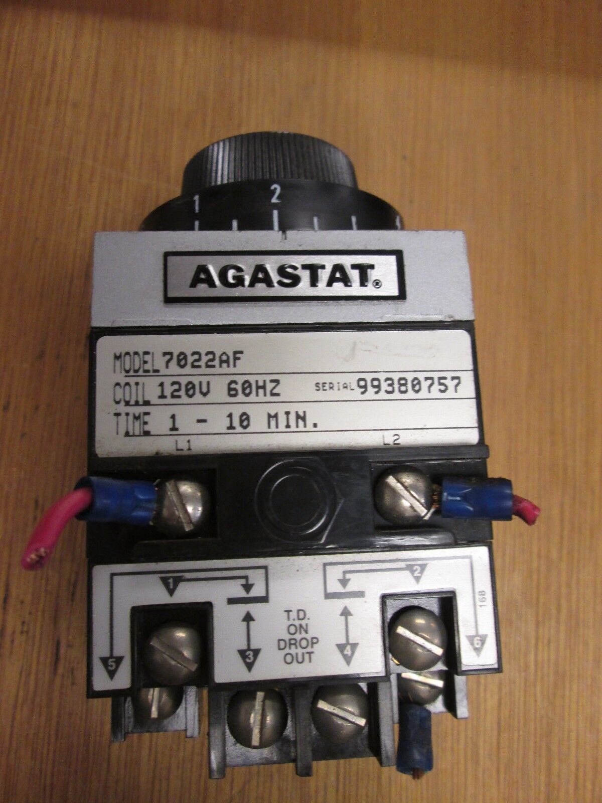 Agastat Timer 7022AF Range 1-10mins 120V Coil 60Hz Used