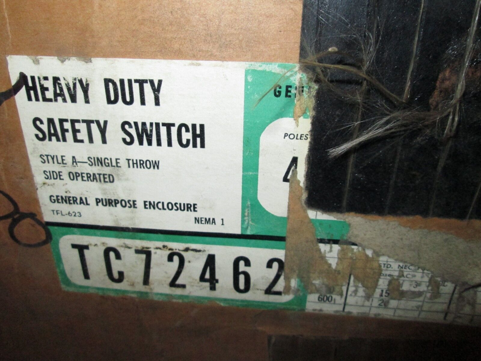 GE Fusible Safety Switch TC72462 Single Throw 60A 600V 4P Nema 1 Enclosure New