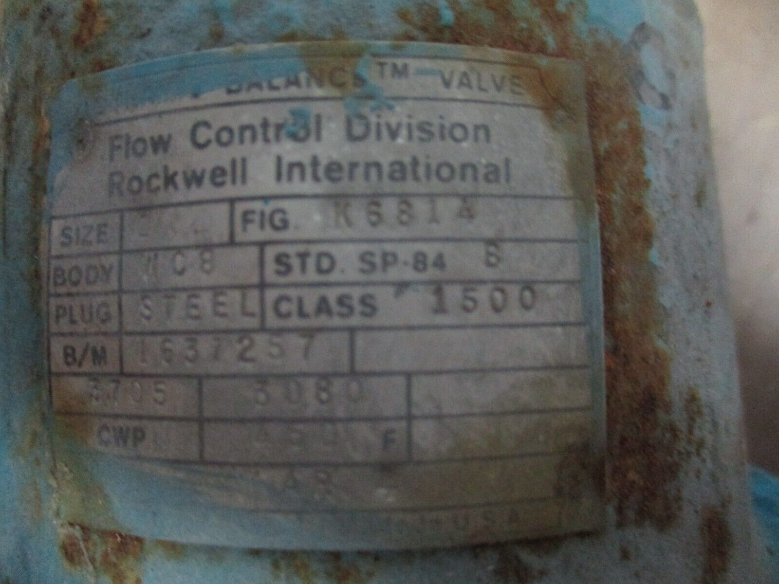 Rockwell Dynamic Balance Valve K6814 Size: 1 Body: WCB Plug: Steel Used
