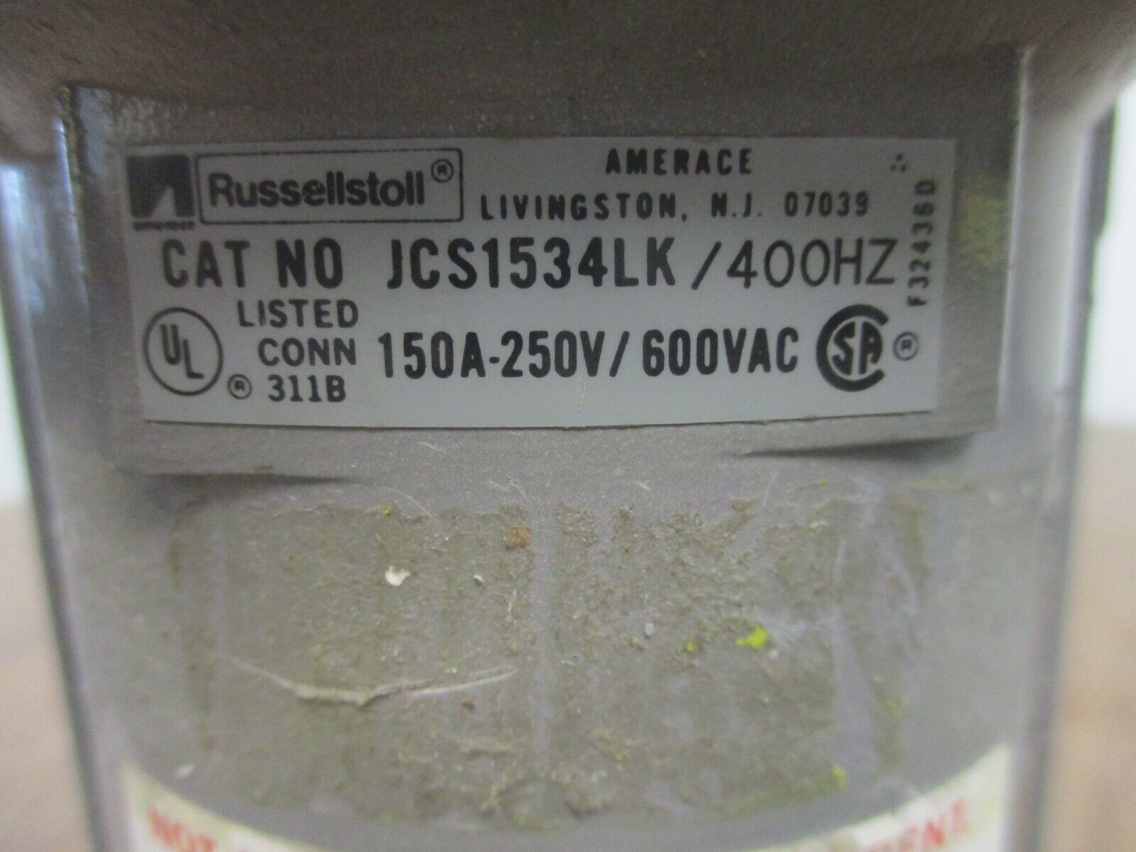 Russelstoll Receptacle JCS1534LK 150A 600V 400Hz 3P 4W Used