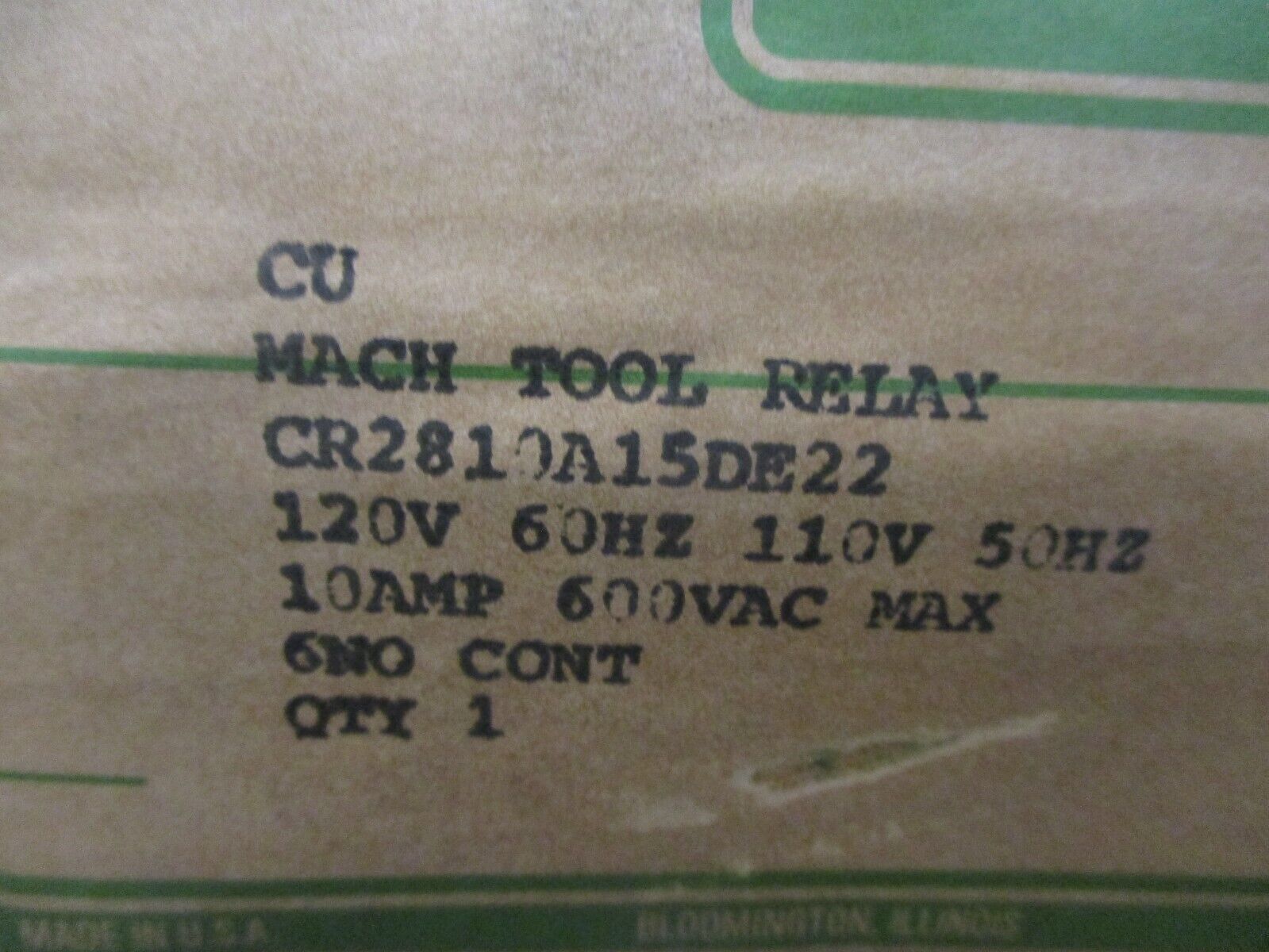 GE Machine Tool Relay CR2810A15DE22 120V Coil 10A 600V New Surplus