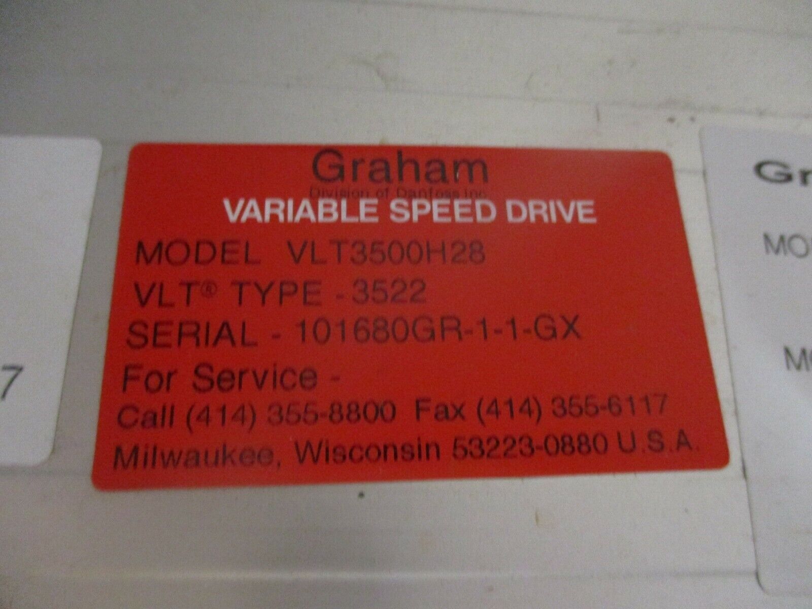 Graham VLT-3522 AC Drive VLT3500H28 15HP 3Ph 460V w/ Keypad Used