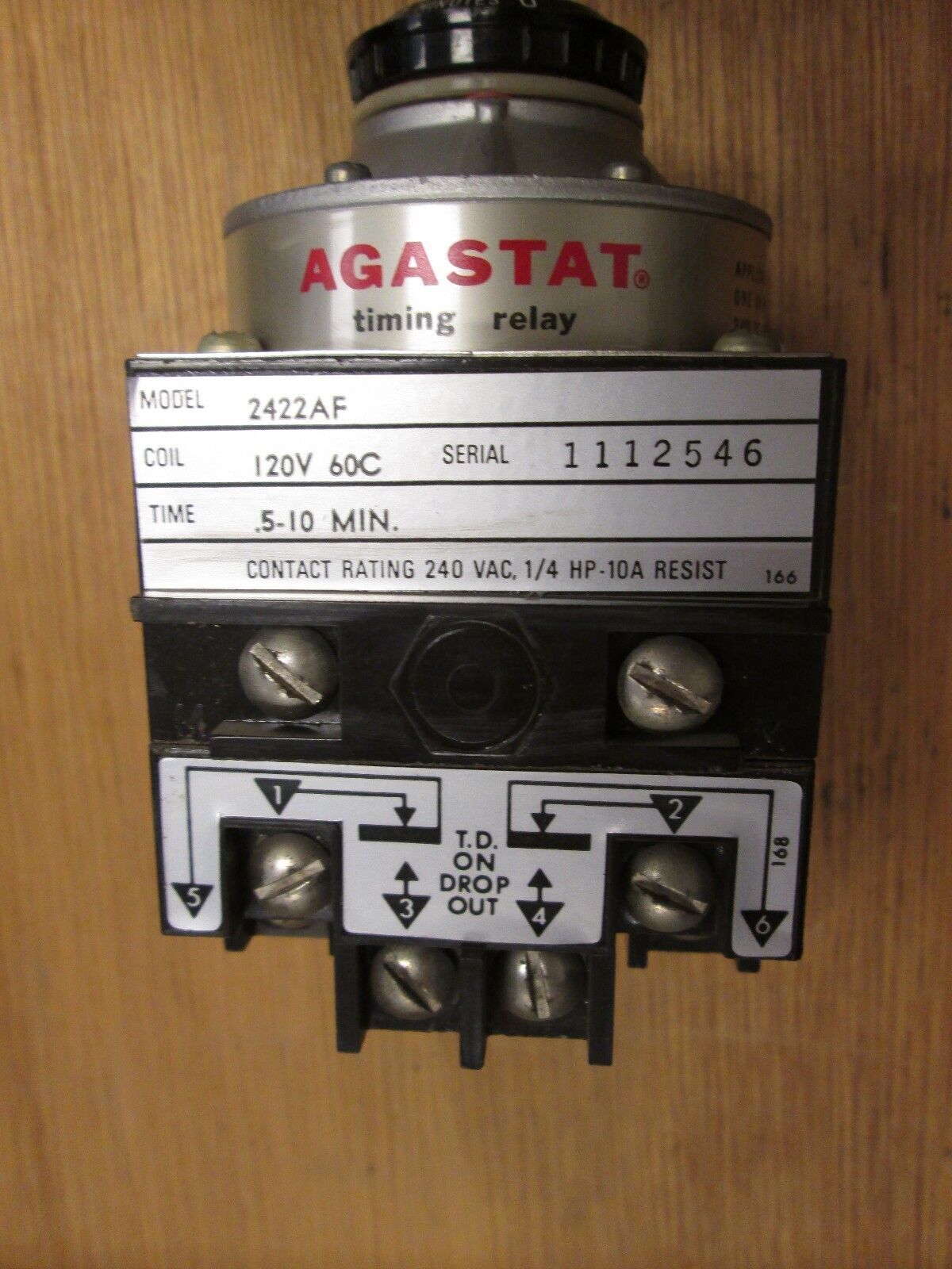 Agastat Timer 2422AF Range .5-10min 120V coil 60Hz Used