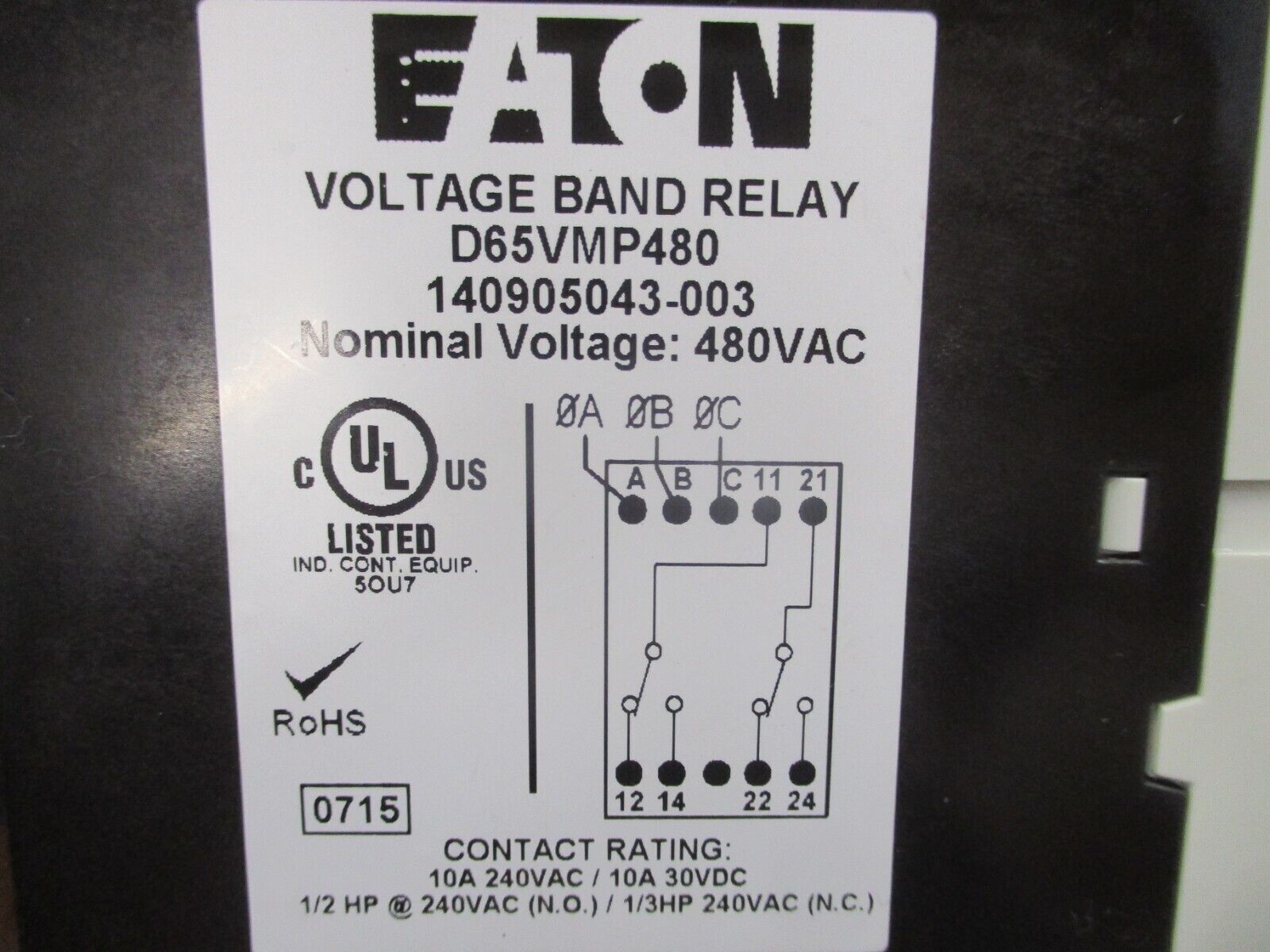 Eaton Voltage Band Relay D65VMP480 480V Used