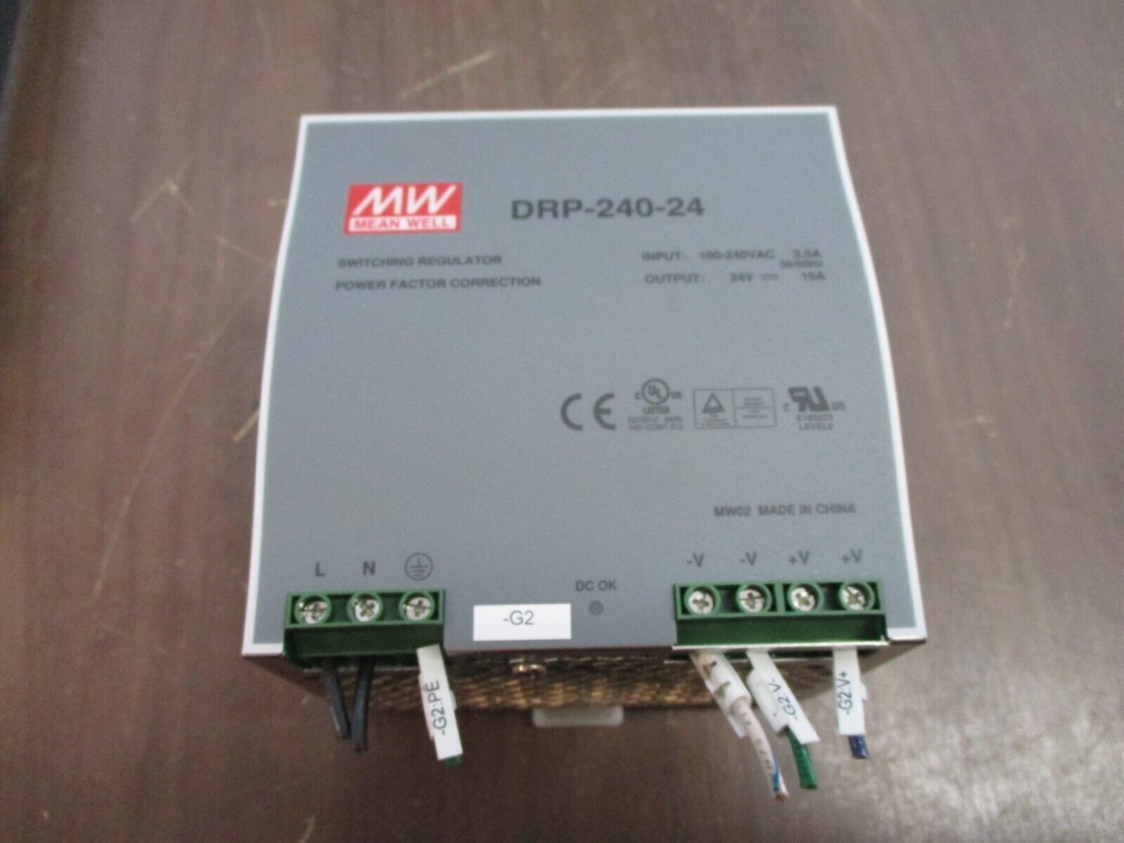Mean Well Switching Regulator DRP-240-24 Input: 100-240VAC 3.5A 50/60Hz Used