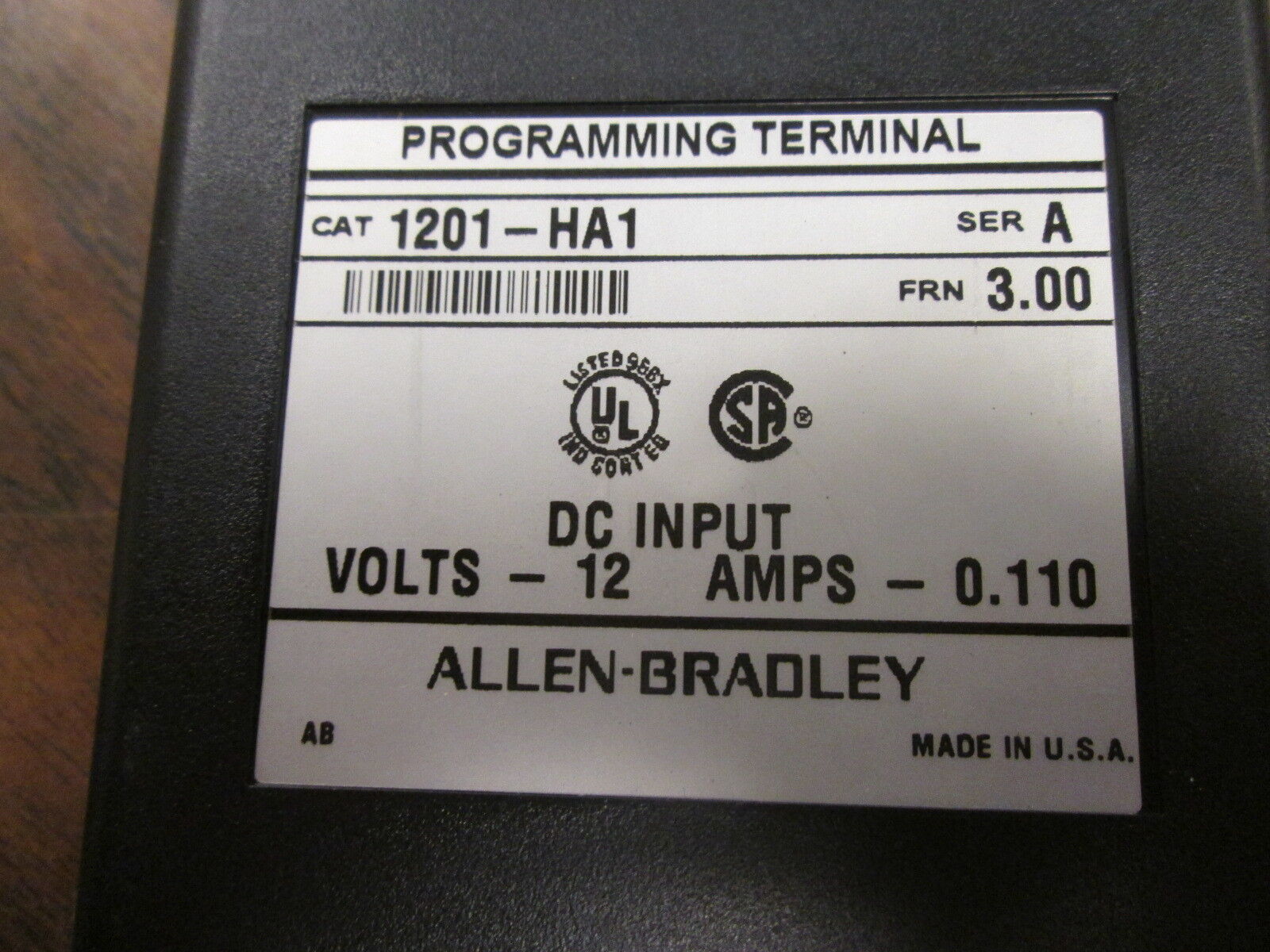 Allen-Bradley Programming Terminal w/ Holder 1201-HA1 Ser A FRN 3.00 12VDC Used