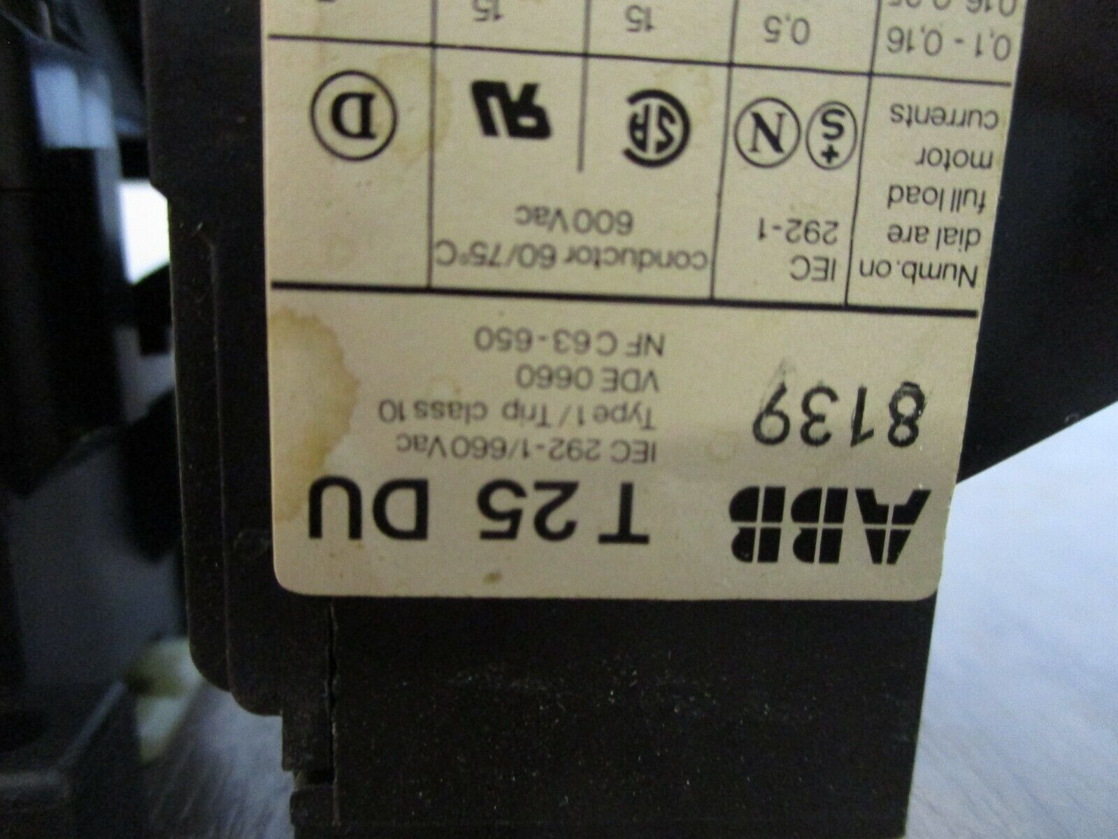 ABB Starter B9-30-10 / T 25 DU 110/115/127V Coil Trip: 2.8-4.0A Used