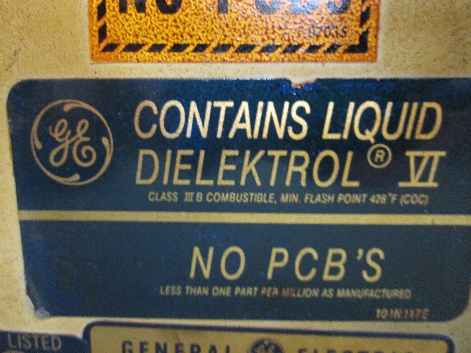 GE Dielektrol Capacitor 65L825TE1 50 KVAR 480V 60Hz 3Ph Used