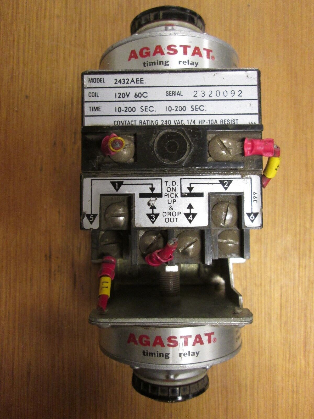 Agastat Timer 2432AEE Range 10-200 secs 120V coil Used