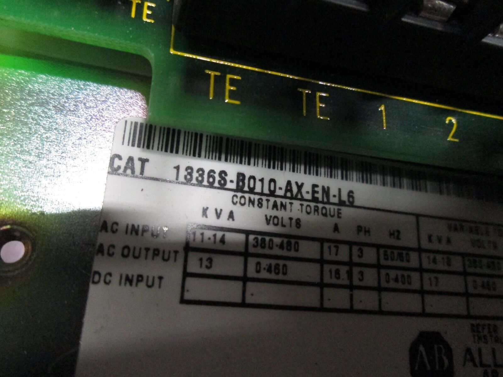 Allen-Bradley 1336 Plus AC Drive w/ Bypass 1336S-B010-AX-EN-L6 10HP 3Ph Used