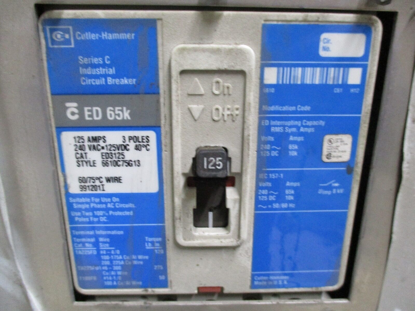 Erickson 3-Position Meter Stack CM87-3 3R Enclosure w/ Breaker ED3125 1200A Used