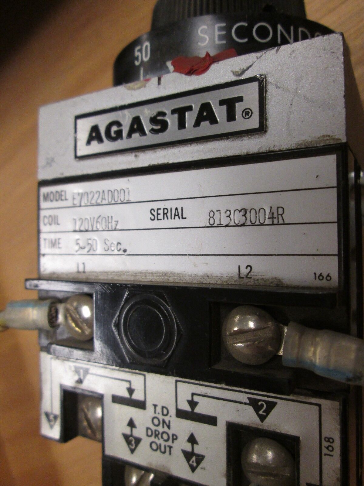Agastat Timer E7022AD001 Range 5-50 secs 120V coil 60Hz Used