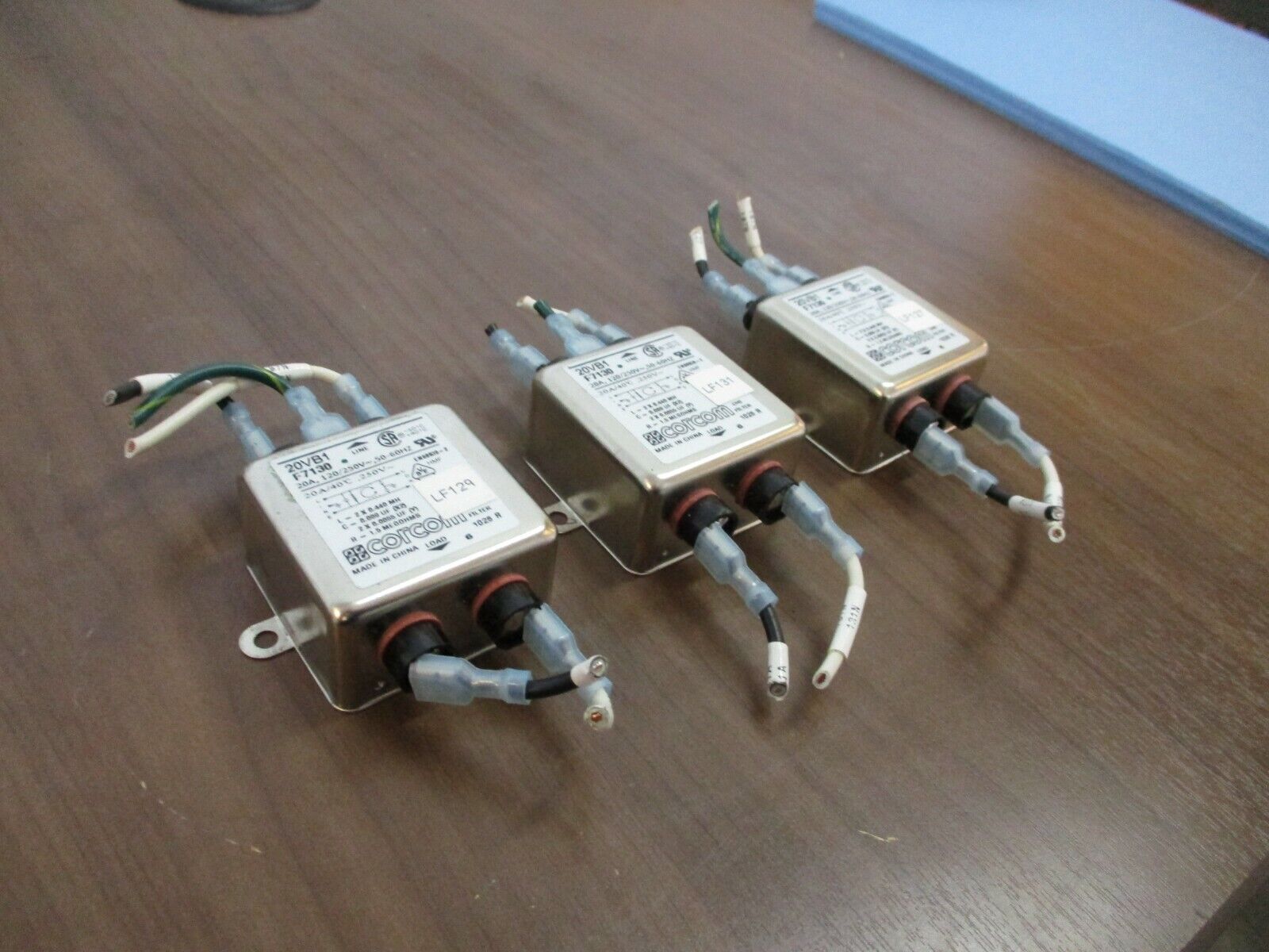 Corcom EMI Filter 20VB1 20A 120/250V 50-60Hz *Lot of 3* Used