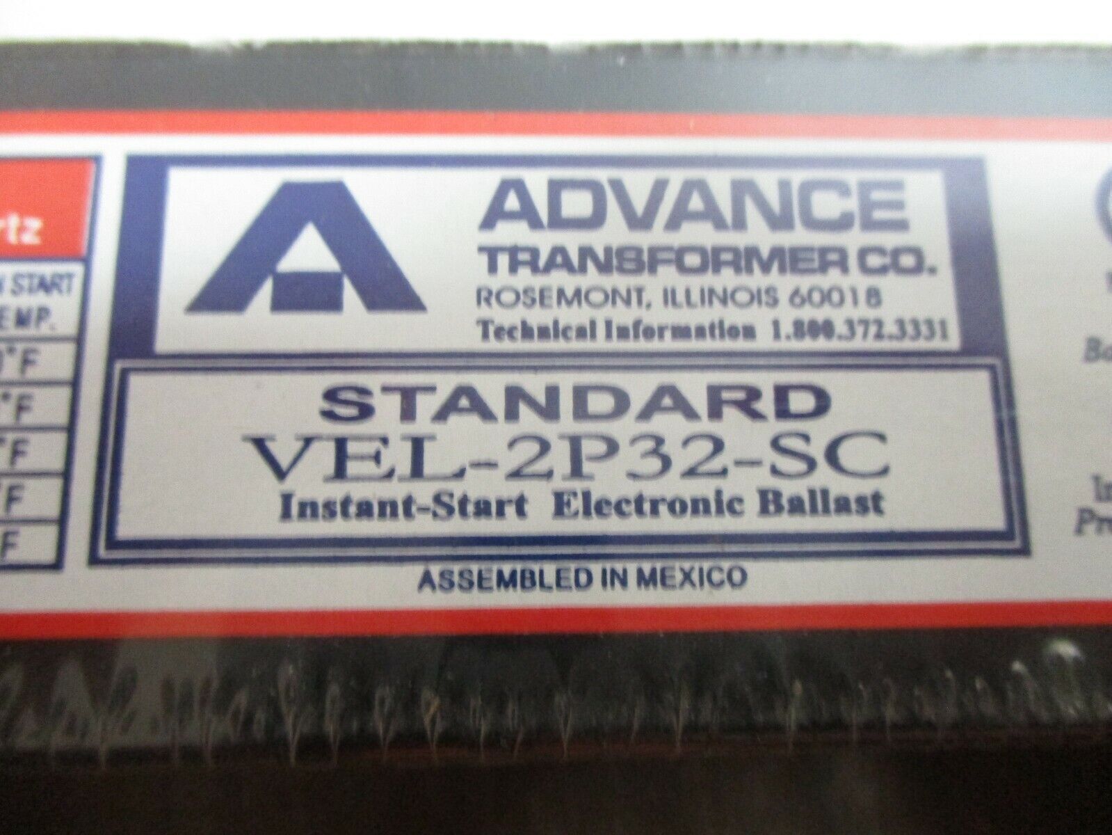 Advance Standard Instant-Start Electronic Ballast VEL-2P32-SC 277V 0.21A 60Hz