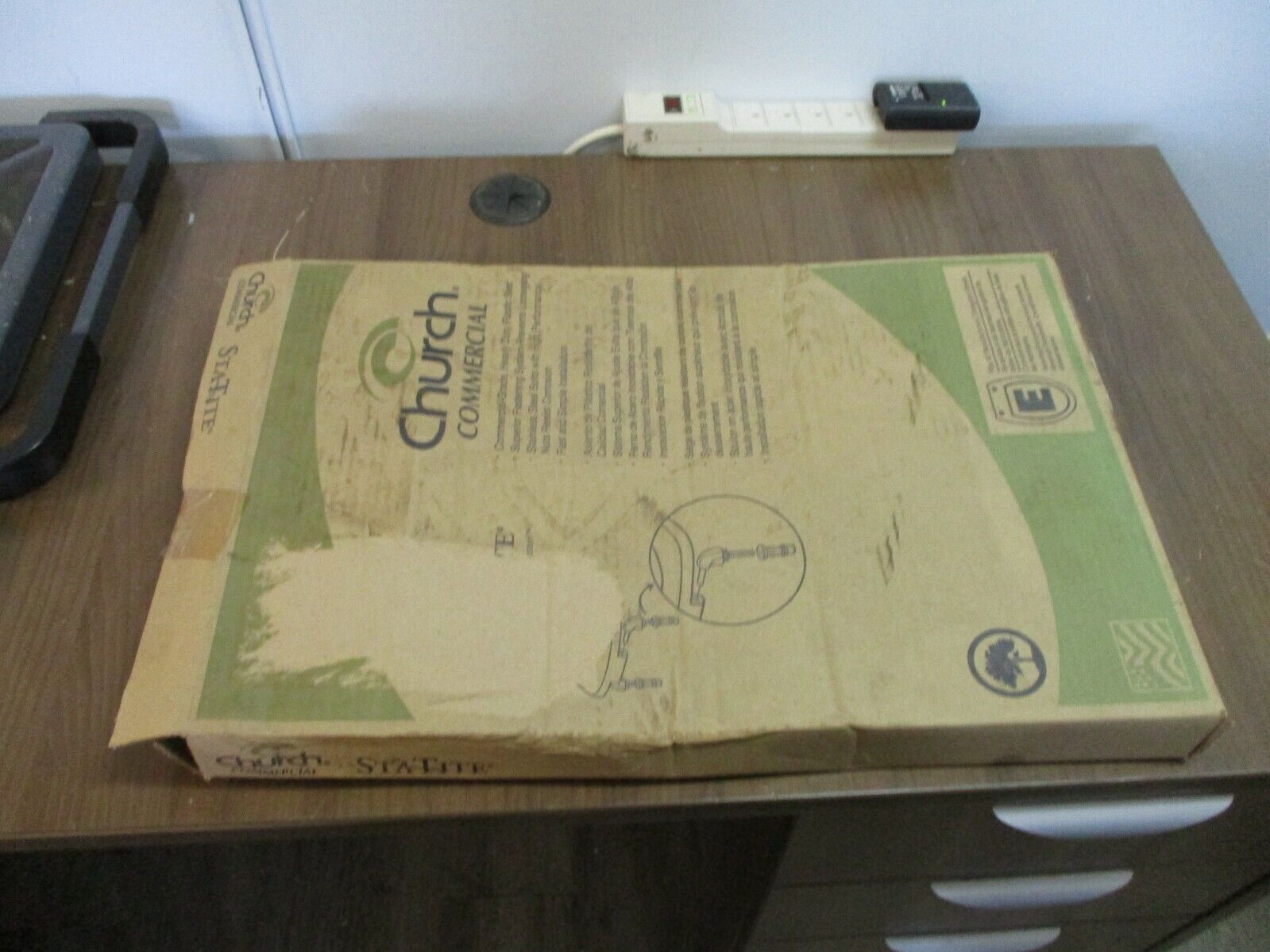 Church StaTite Elongated Plastic Toilet Seat 295SSCT Black Open Front *No Cover*