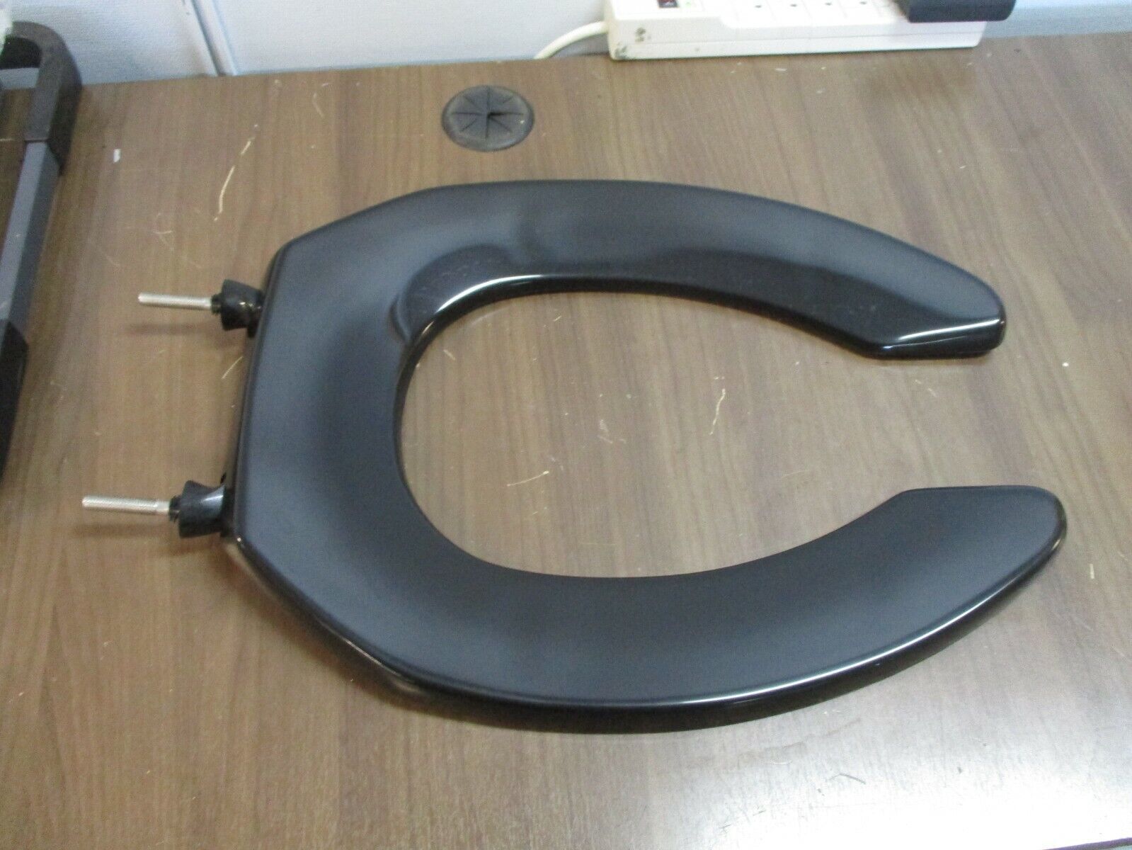 Church StaTite Elongated Plastic Toilet Seat 295SSCT Black Open Front *No Cover*