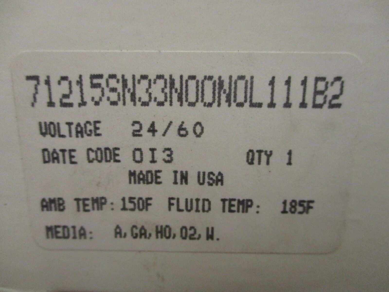 Honeywell Skinner Valve 71215SN33N00N0L111B2 24/60V 10W 40KPa New Surplus