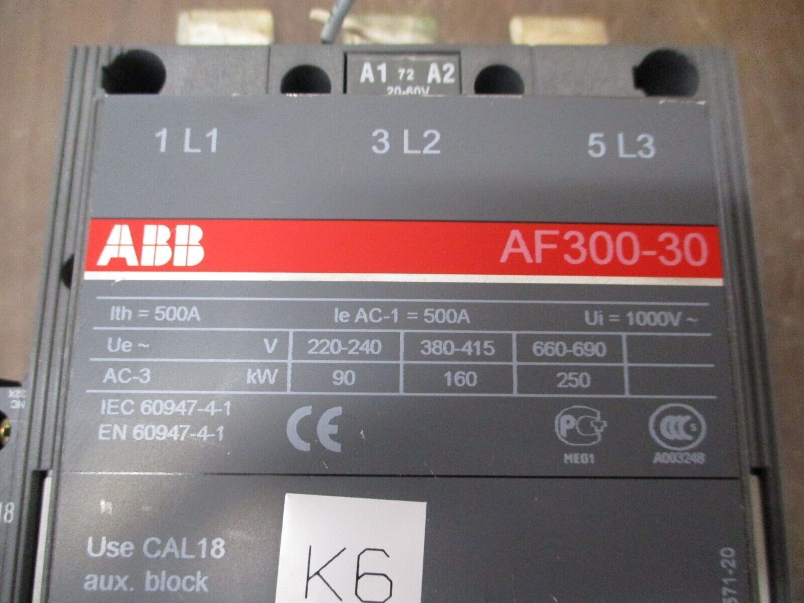 ABB Contactor AF300-30 20-60VDC Coil 400A 600V w/ (1) Aux Contact Used