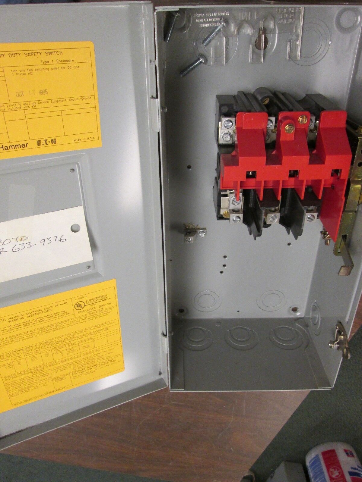 Cutler-Hammer Non-Fusible Safety Switch DH361UGK 30A 600V 3P Used