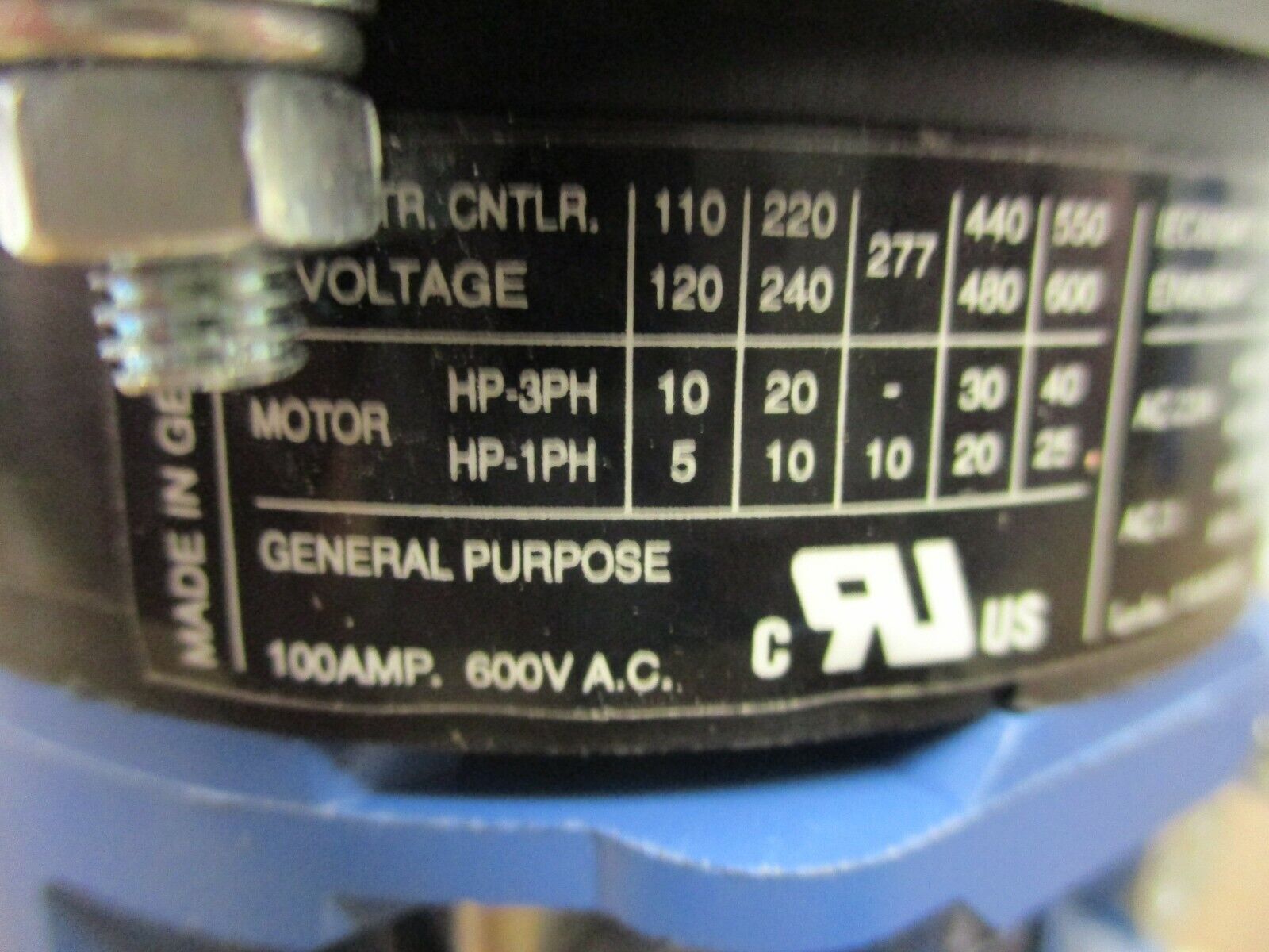 Kraus & Naimer Bypass Rotary Switch C80-6 100A 600V Used