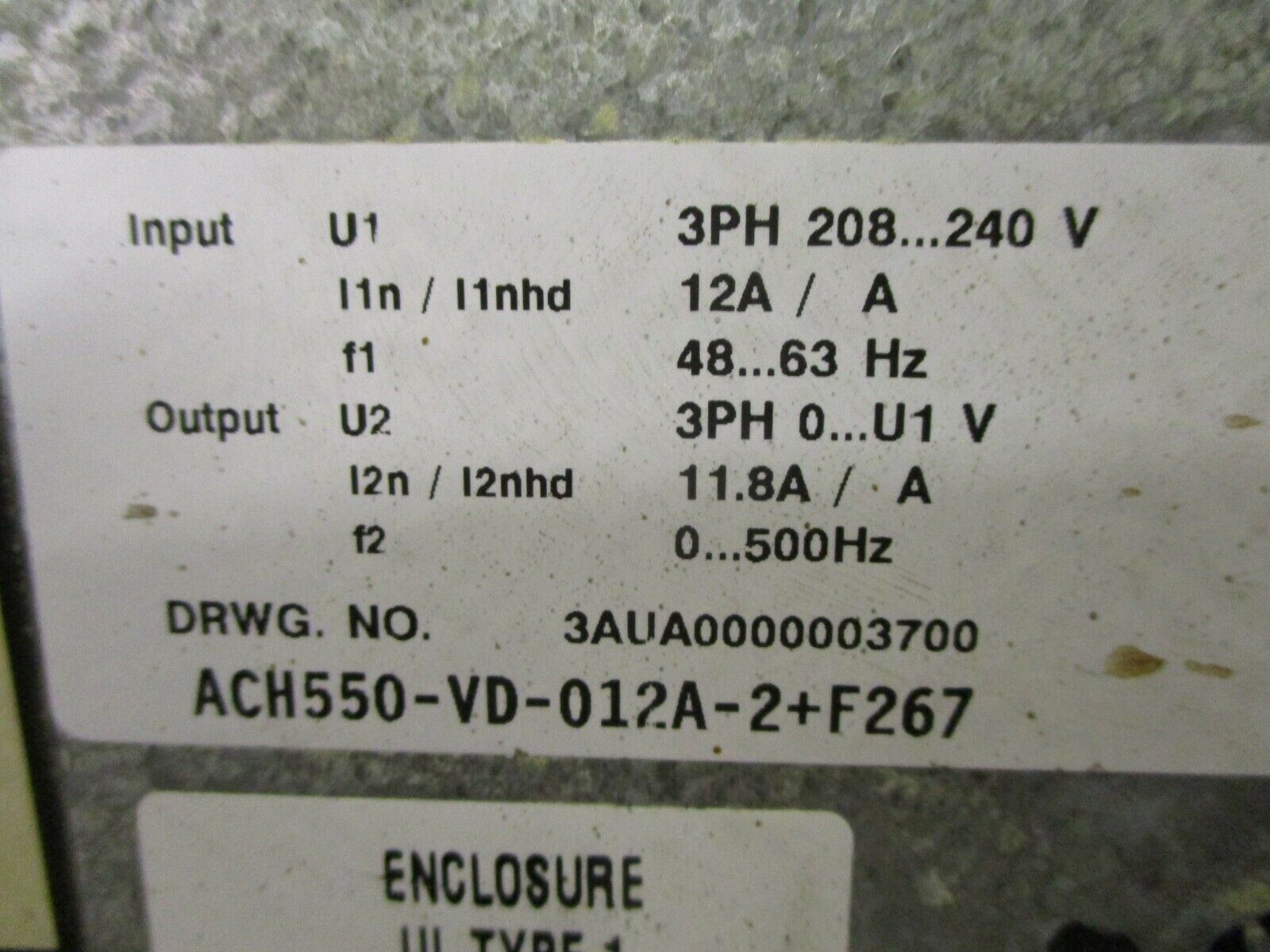 ABB AC Drive ACH550 AC Drive w/Bypass ACH550-VD-012A-2+F267 3HP 3Ph w/Keypad