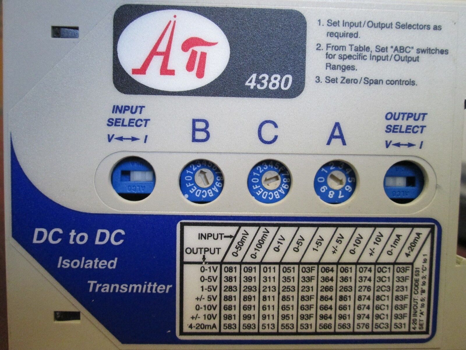 Absolute Process Instruments DC/DC Isoalter API 4380 DIN Used