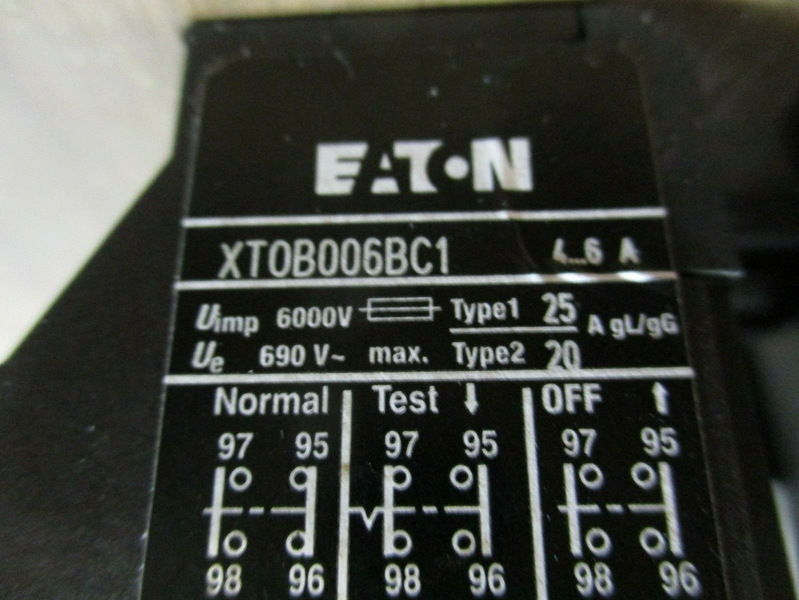 Eaton Starter XTCE007B10 / XTOB006C1 120V Coil Trip: 4-6A w/ Aux Contact Block
