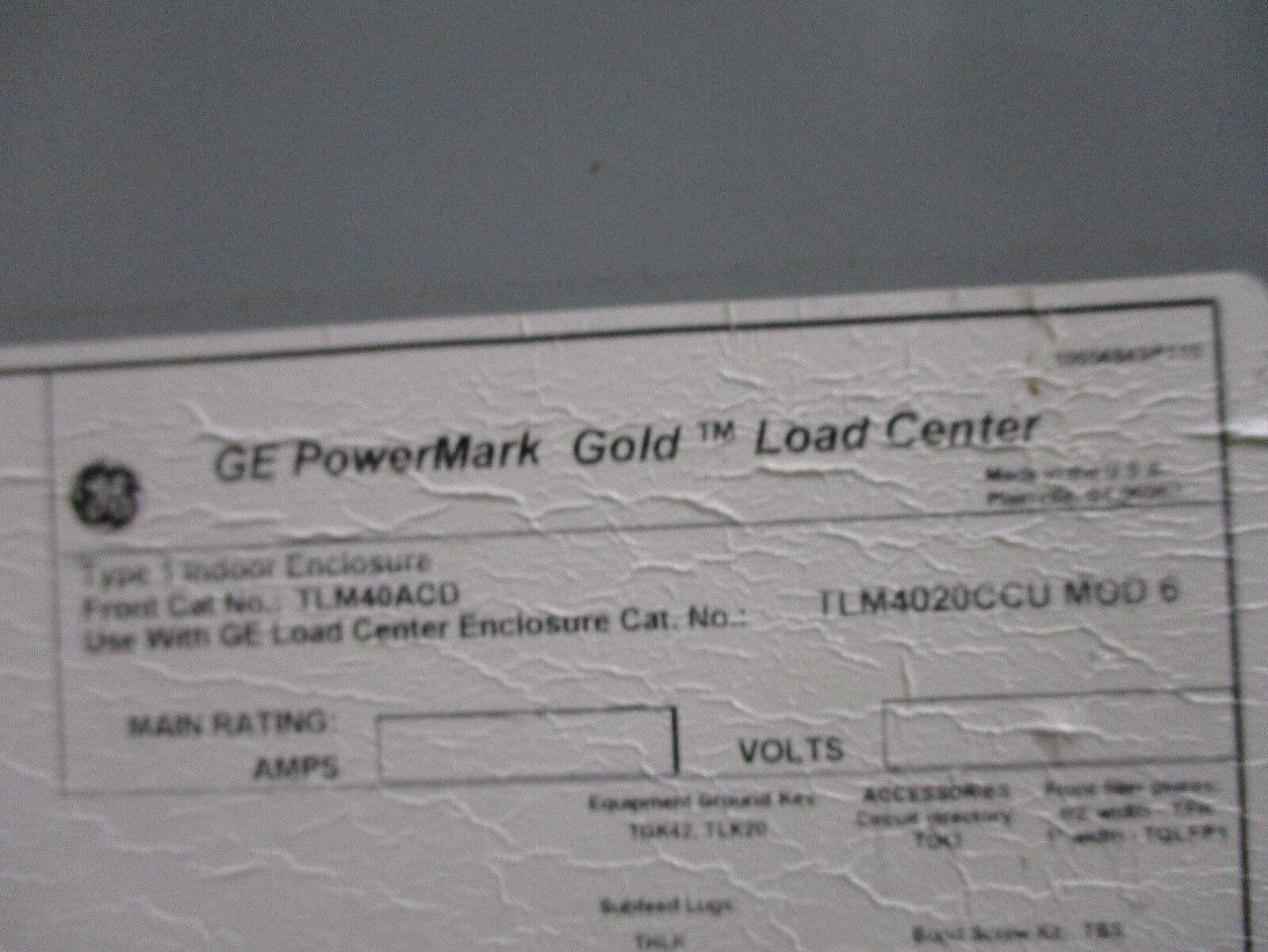 GE Main Lug Circuit Breaker Panel TLM4020CCU MOD6 200A Max 120/208V 1Ph Used