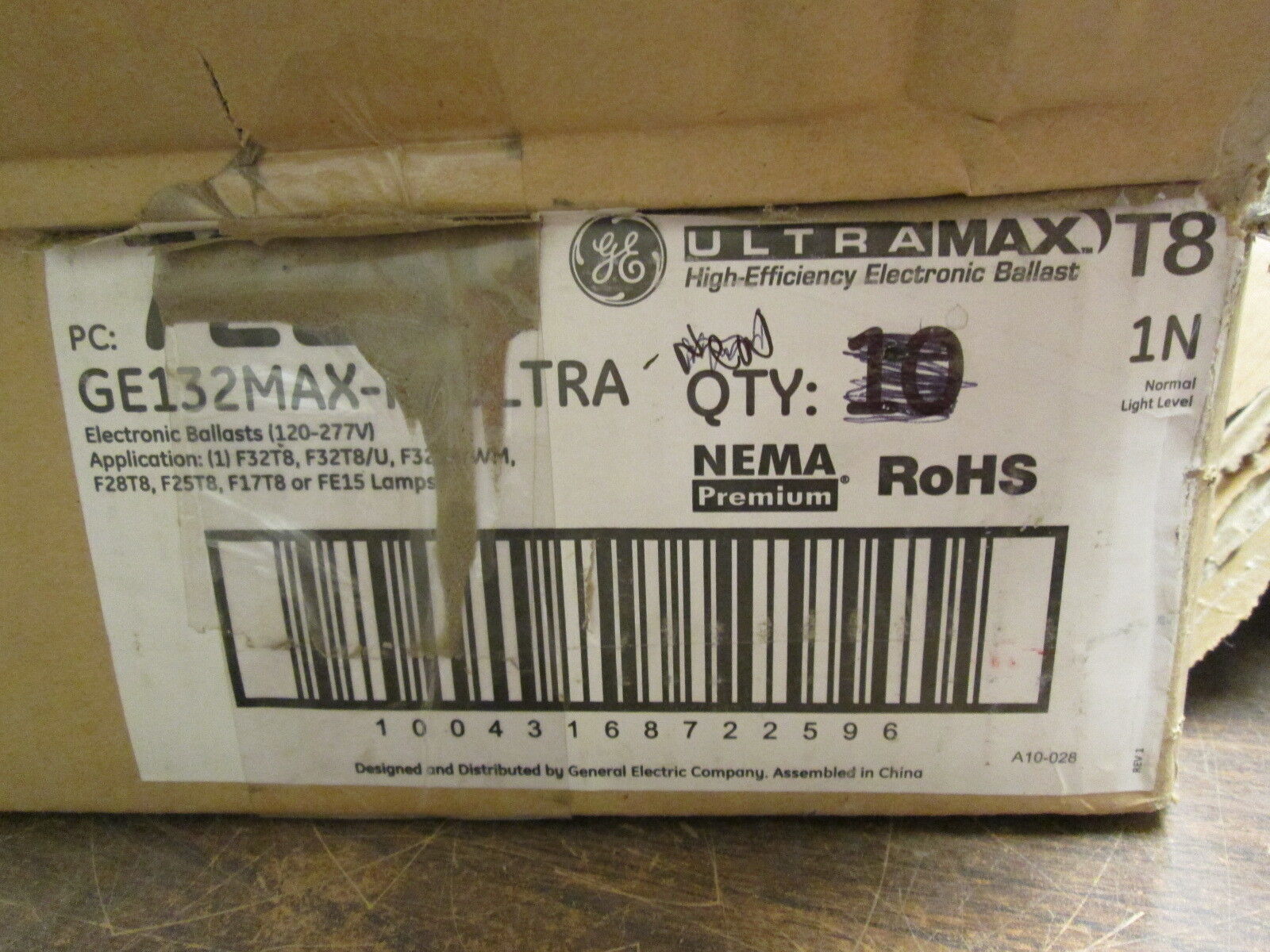 GE Ultra Max T8 Ballast GE132MAX-N/ULTRA 120-277V 50/60Hz *Box of 7* New Surplus