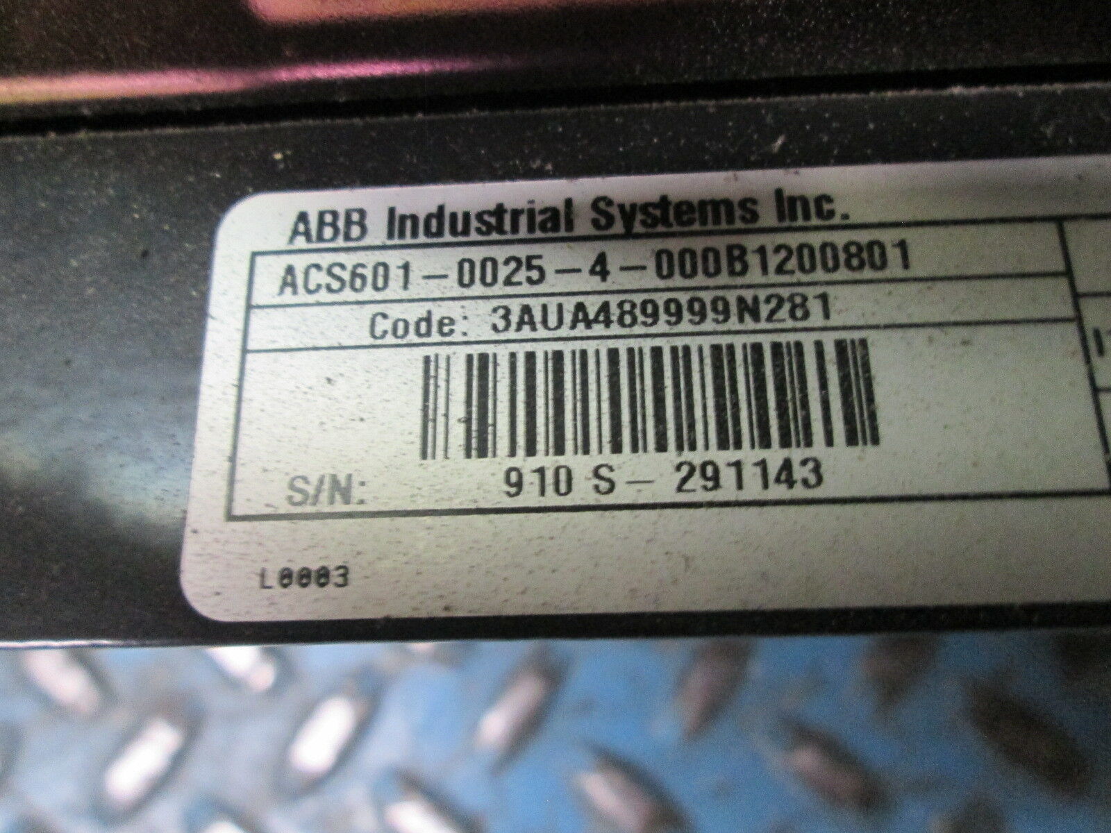 ABB ACS 600 AC Drive ACS601-0025-4-000B1200801 25HP No Cover w/out Keypad Used