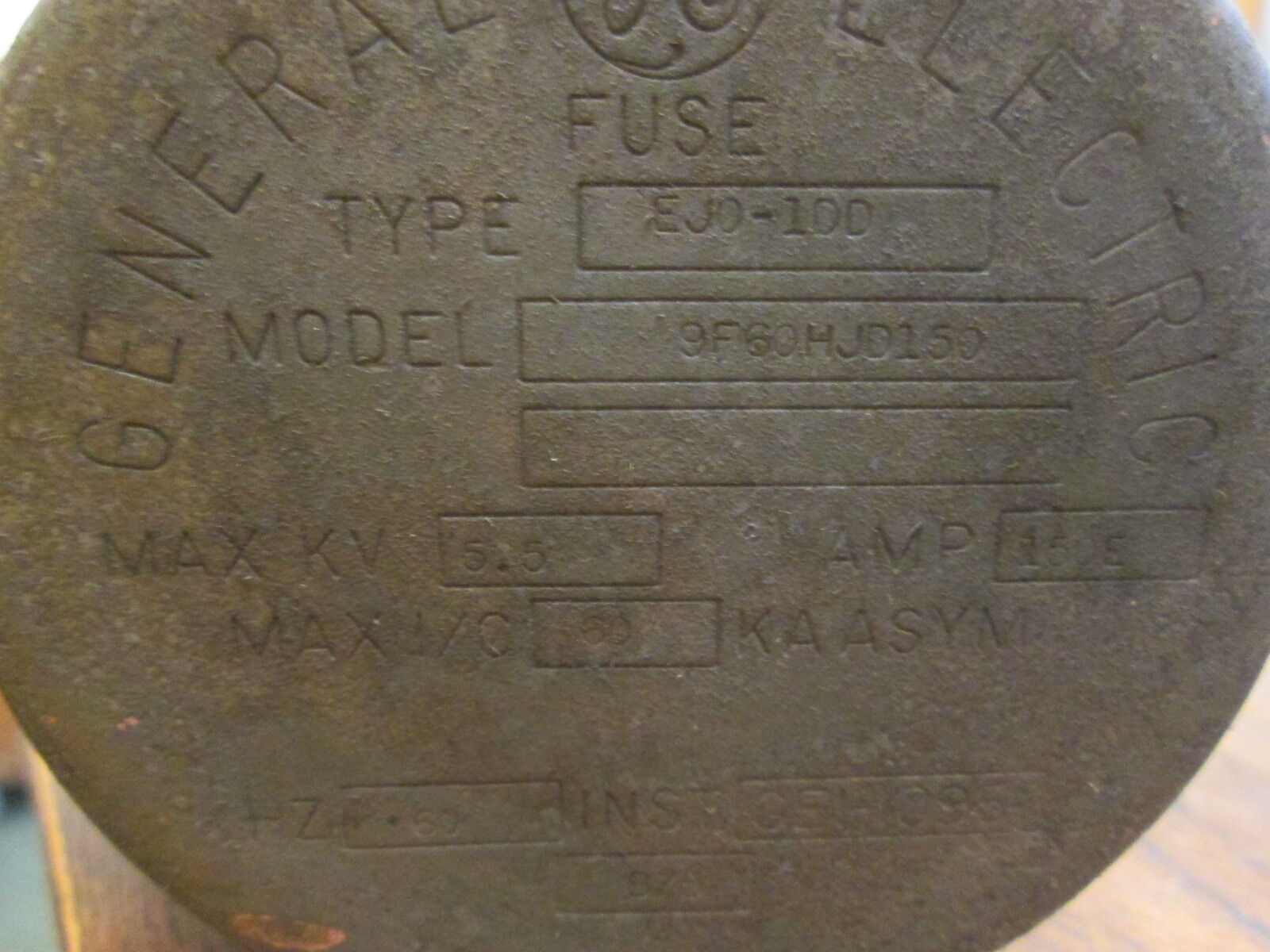 GE Type EJ0-1DD Fuse 9F60HJD150 150E 5.5KV Used