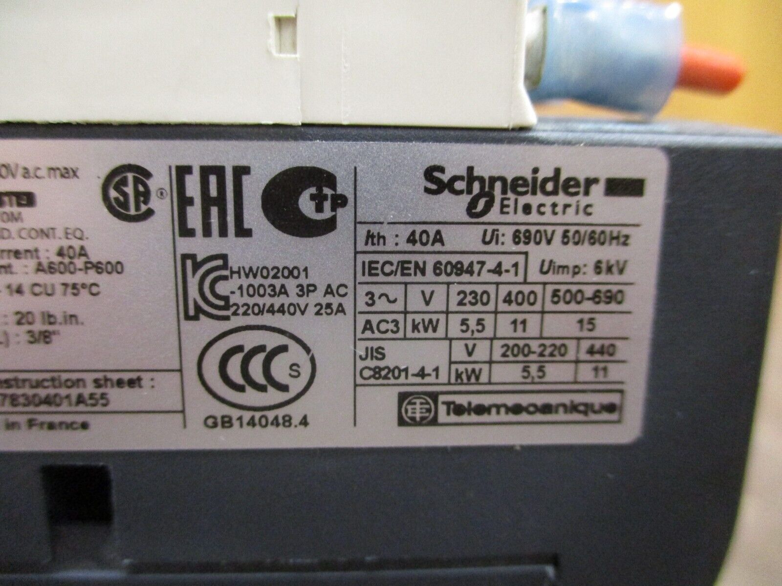 Schneider Electric Contactor LC1D25ED 48VDC Coil 25A Used