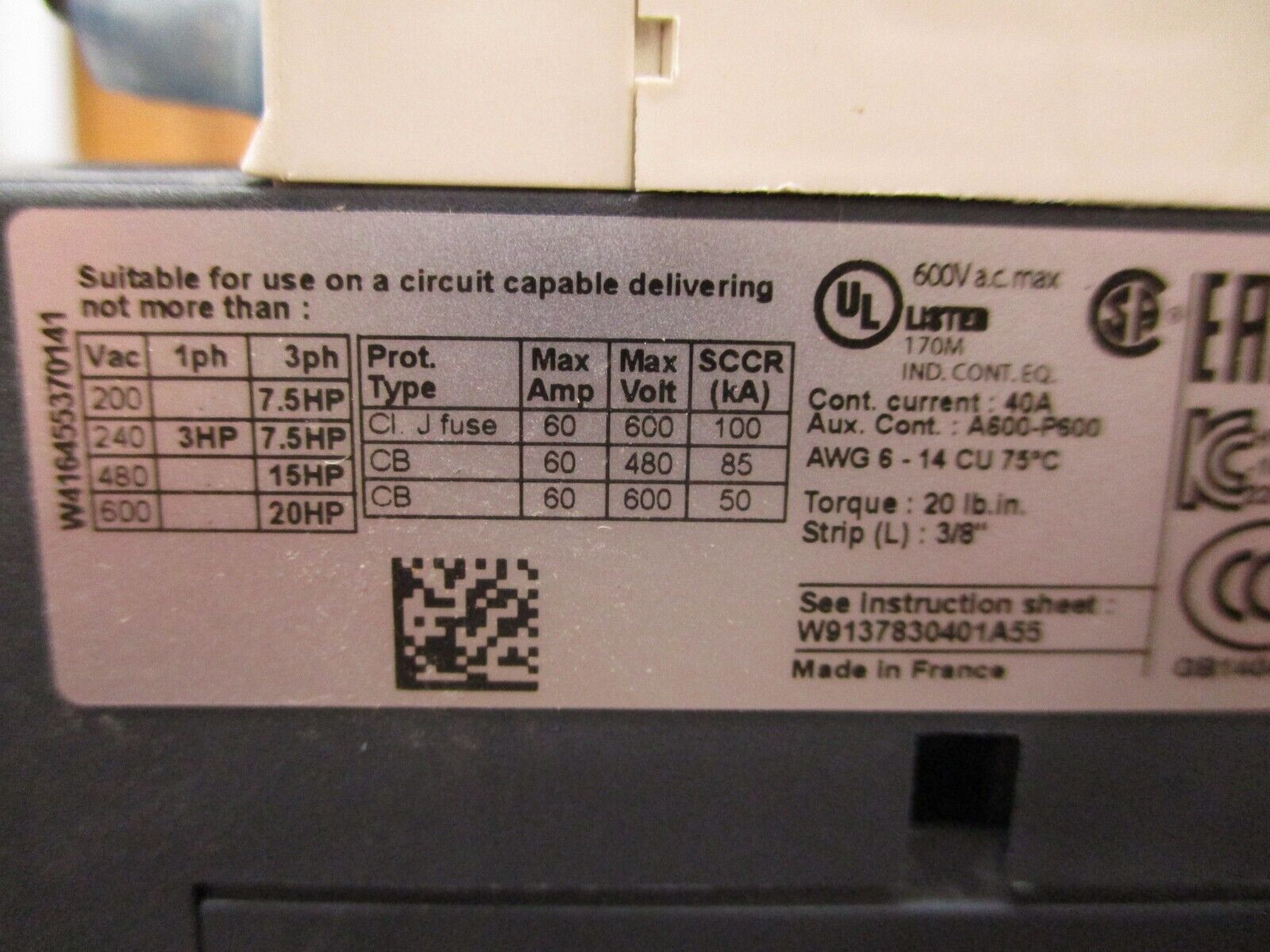 Schneider Electric Contactor LC1D25ED 48VDC Coil 25A Used