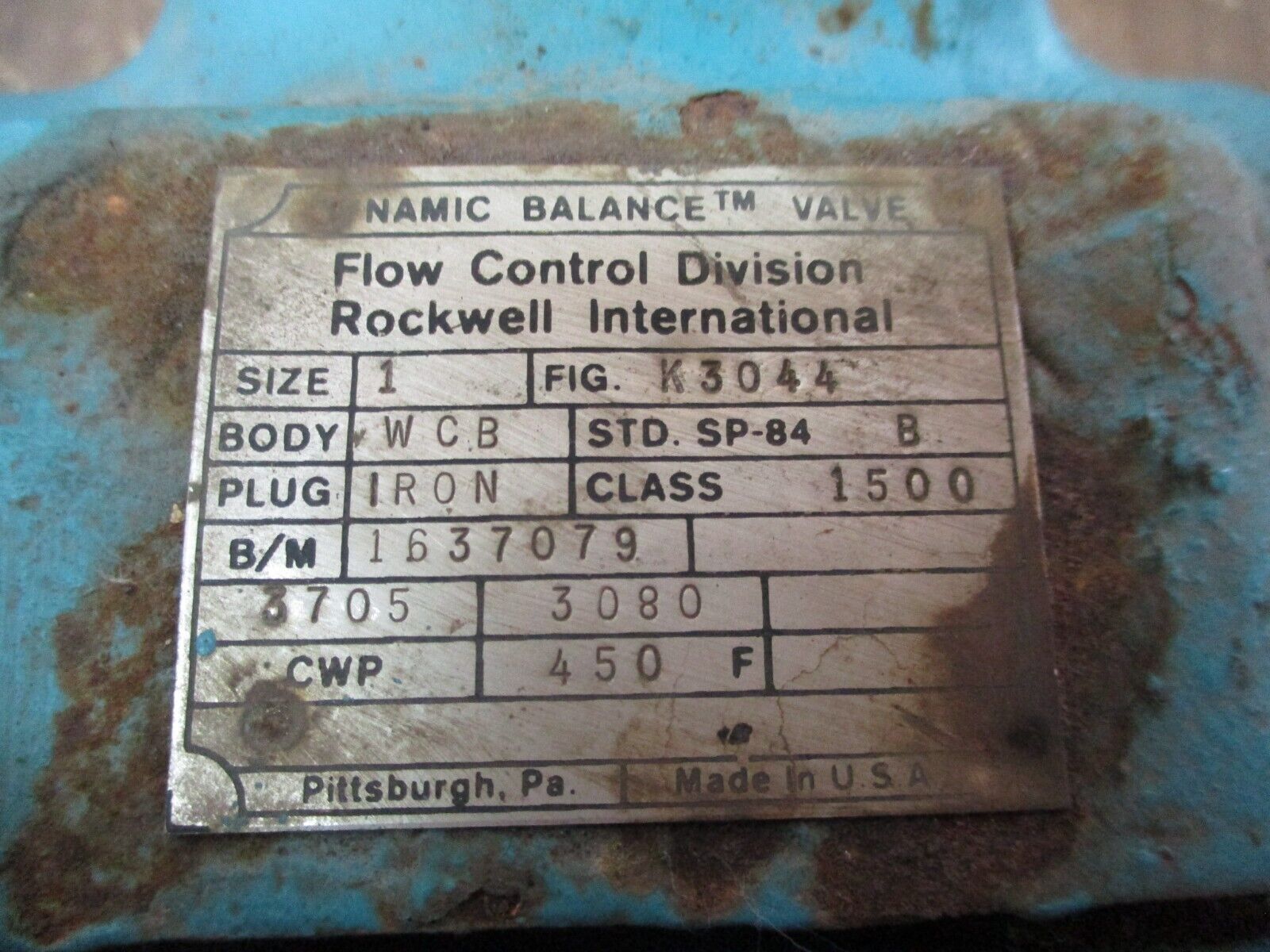 Rockwell Dynamic Balance Valve K3044 Size: 1" Body: WCB Plug: Iron Used